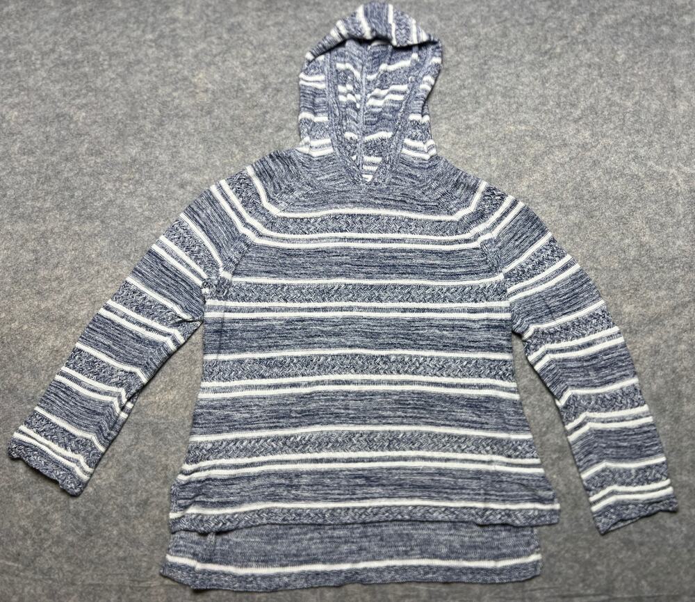 Tommy Bahama Anacapa Marled Linen Blend Hoodie Sweater Women's Sz L Blue White